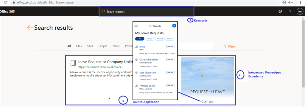 Interactive Experience With Microsoft Search